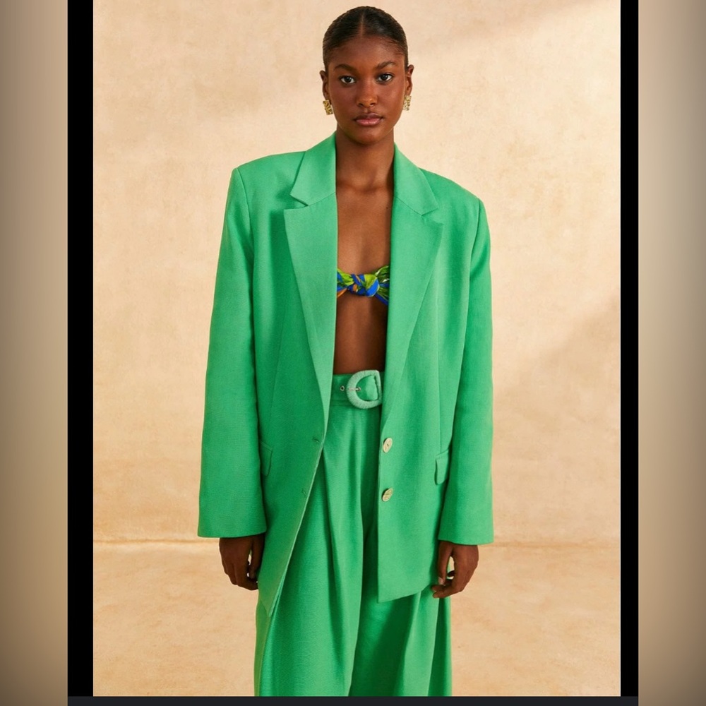 Farm Rio Green Matching Wide Leg Pant and Oversized Blazer